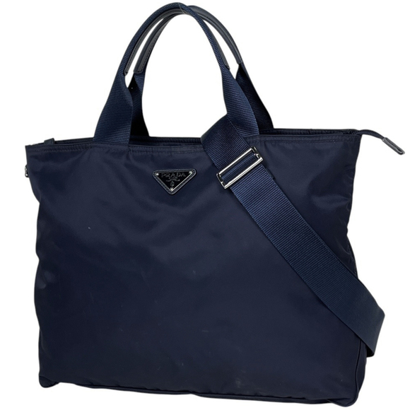 PRADA Handbags - Prada PRADA Tote Bag, Logo Plate, 2-Way, Nylon, Navy, BN2387, Women's